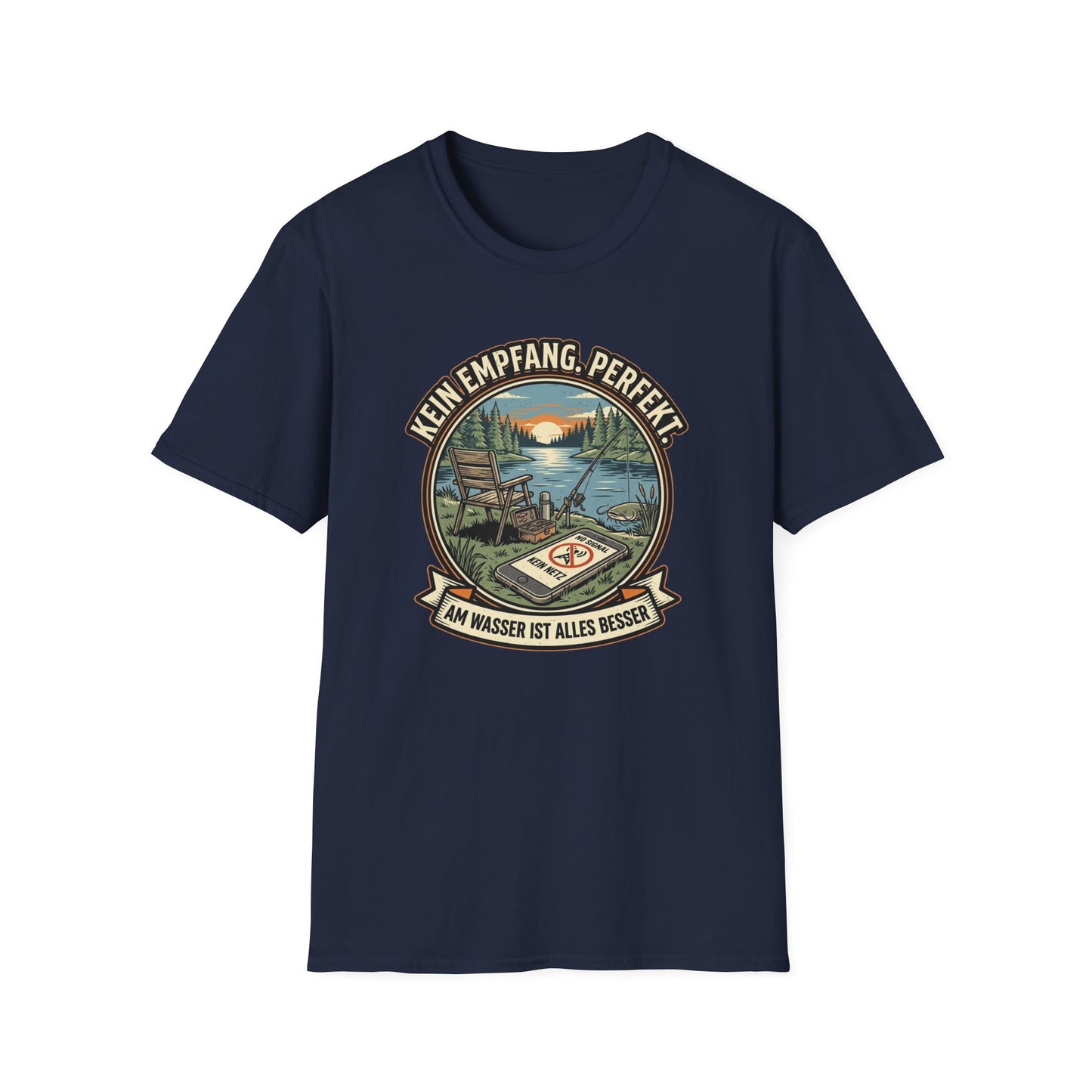 Kein Empfang Perfekt T-Shirt marineblau Angler Geschenk Herren
