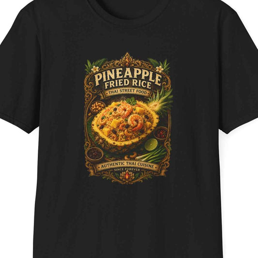 Pineapple Fried Rice T-Shirt — Thai Street Food Grafik Tee Asian Streetwear Herren Damen – Design Nahaufnahme