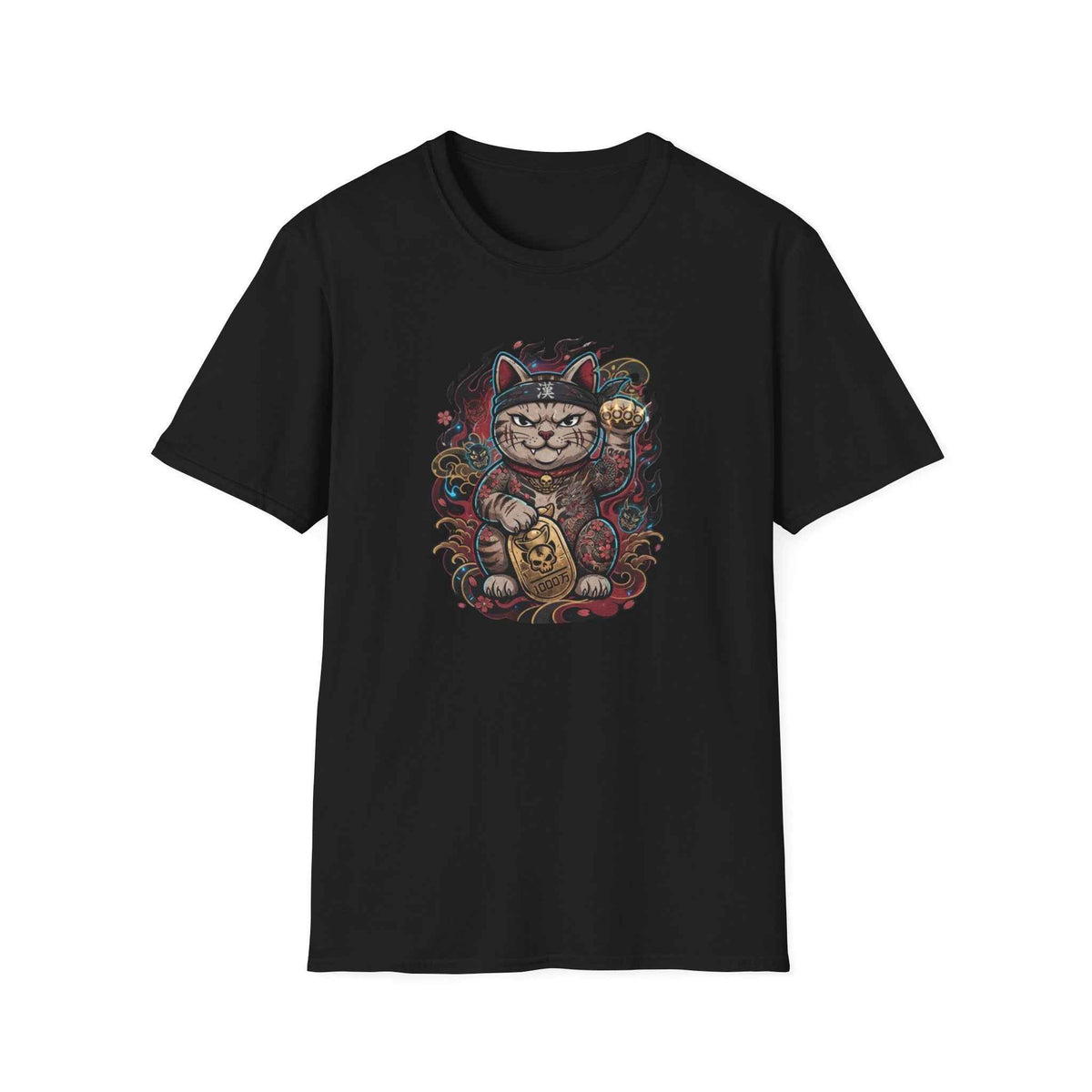 Gangster Cat T-Shirt – Japanese Streetwear Maneki Neko Herren Damen