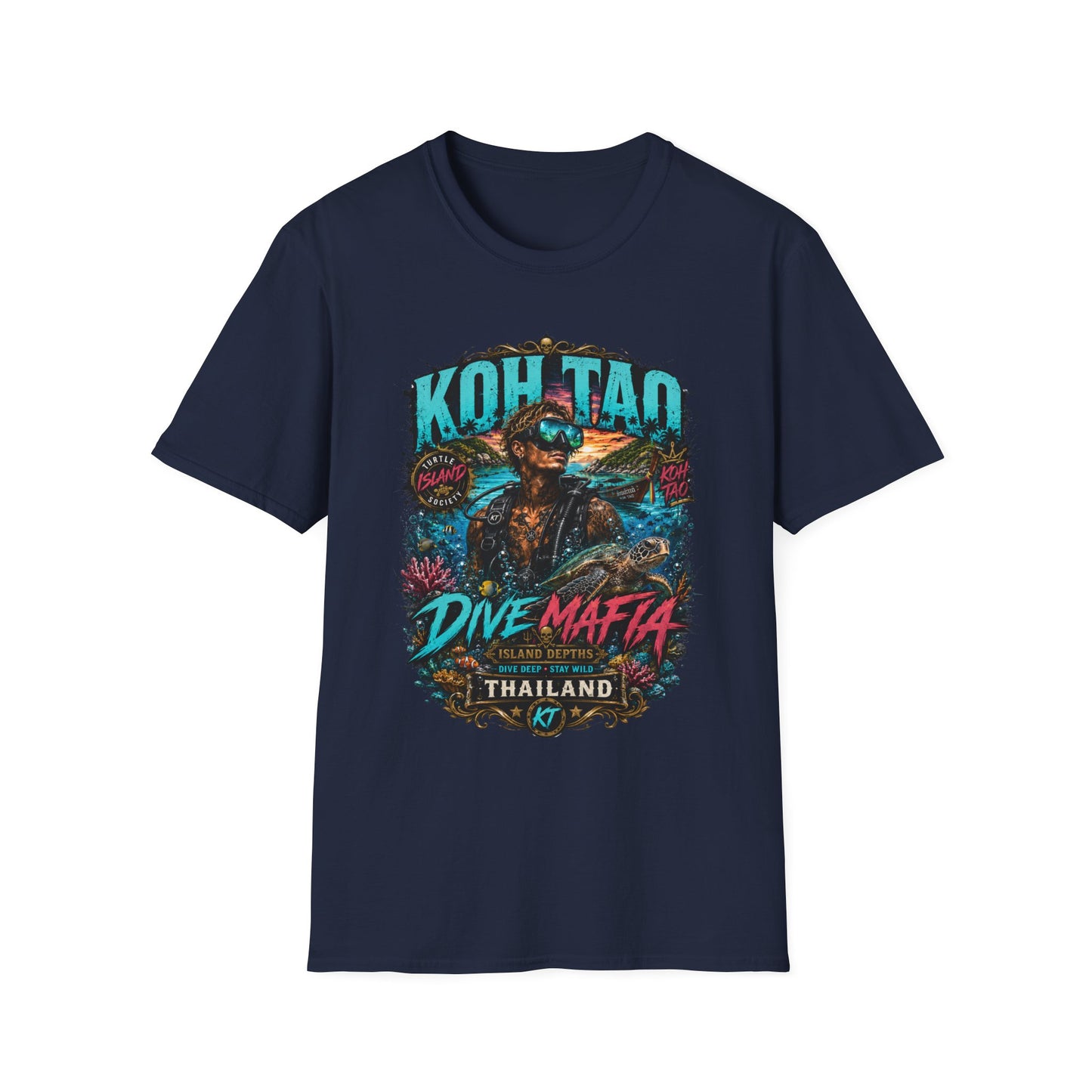 Koh Tao Dive Mafia T-Shirt navy Scuba Diving Thailand Streetwear Graphic Tee