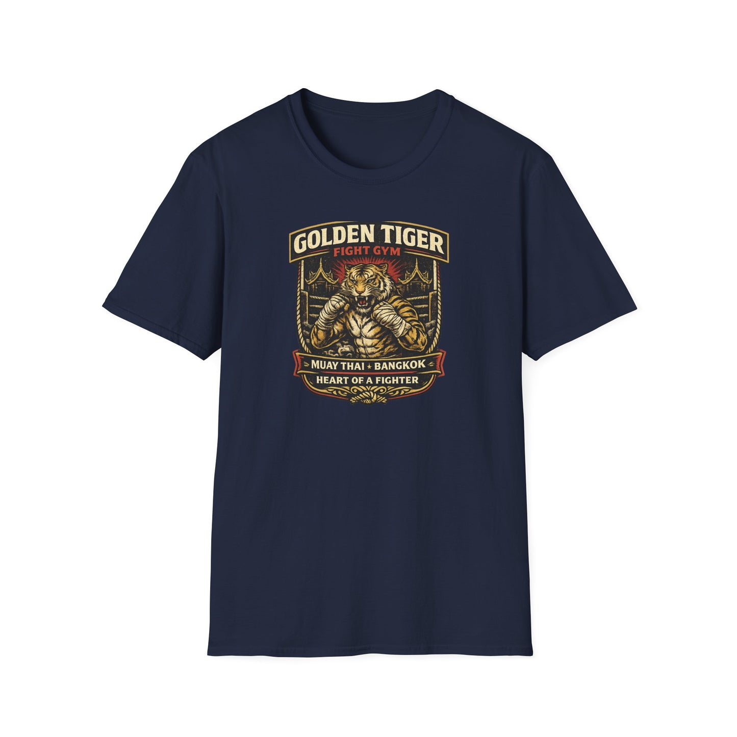 Muay Thai Kickboxing T-Shirt Golden Tiger Bangkok Graphic Tee Unisex