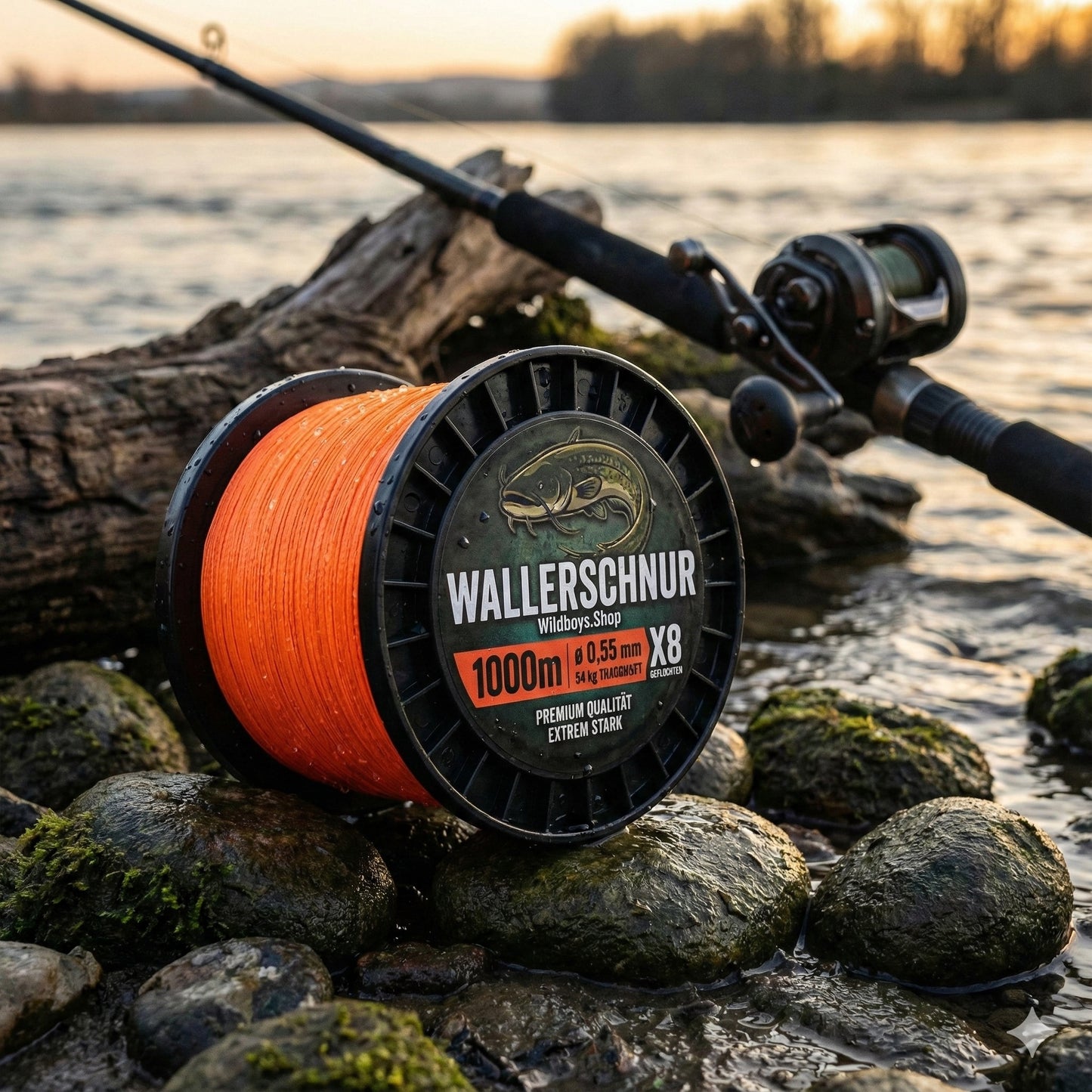 Wild Boys High Performance Wallerschnur | 0.55mm | 54kg | X8 Geflecht – High-Vis Orange 300/500/1000 Meter - Wild Boys Shop