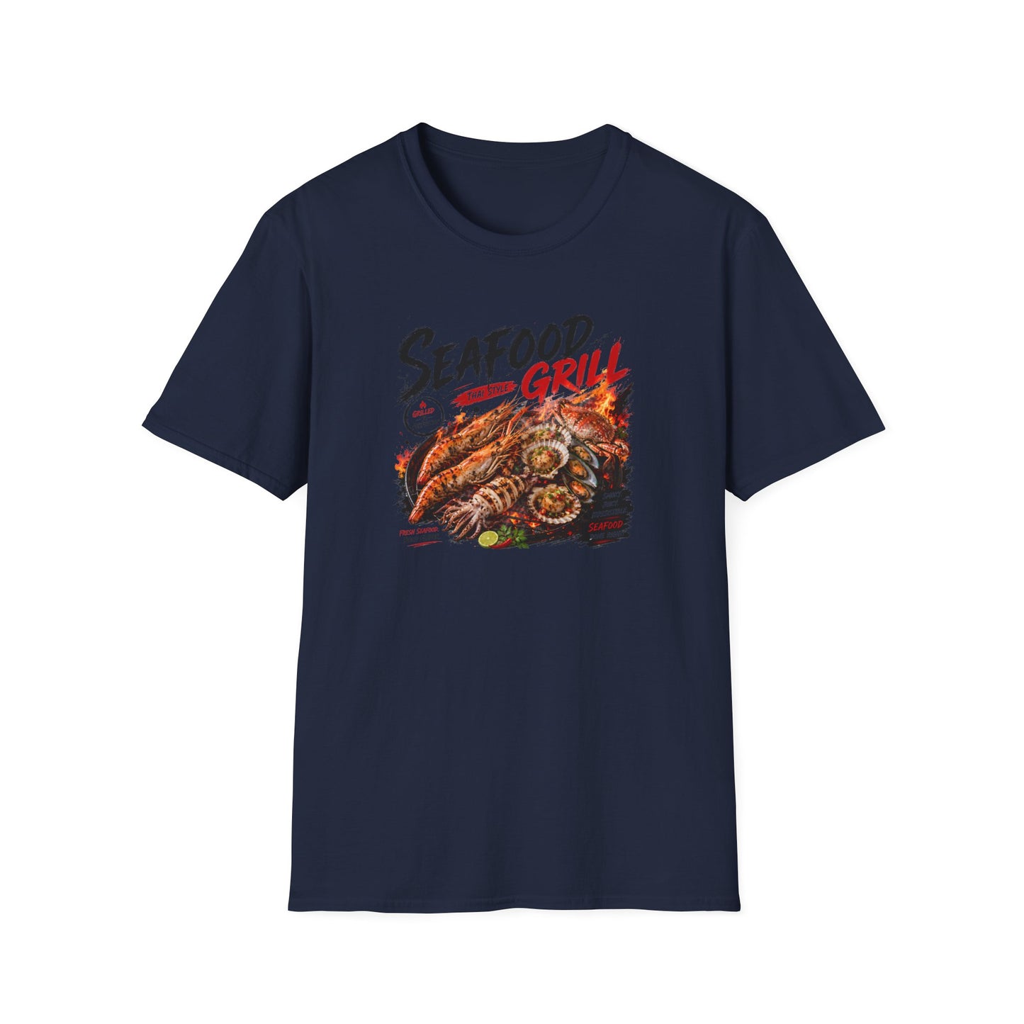 Seafood Grill T-Shirt Braun — Thai Street Food Streetwear Vorderansicht
