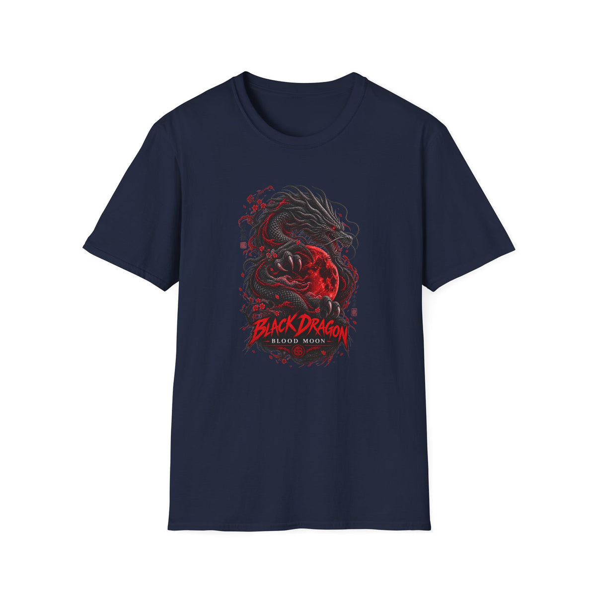 Blood Moon Dragon T-Shirt Navy — Japanese Streetwear Vorderansicht