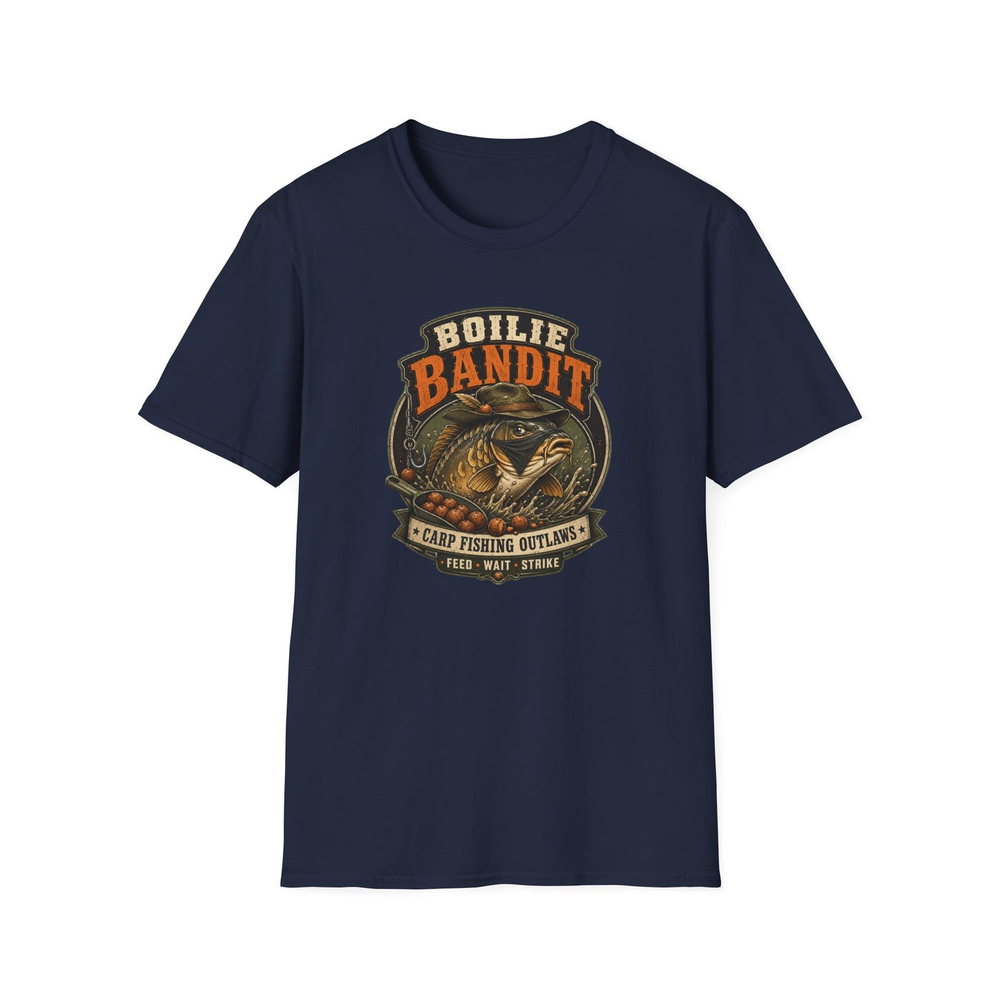 Boilie Bandit Angler T-Shirt Navy Karpfenangler Geschenk Vorderansicht