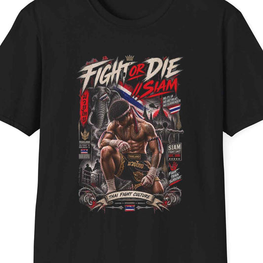 Fight or Die Muay Thai T-Shirt – Siam Boxer Thailand Streetwear Herren Damen
