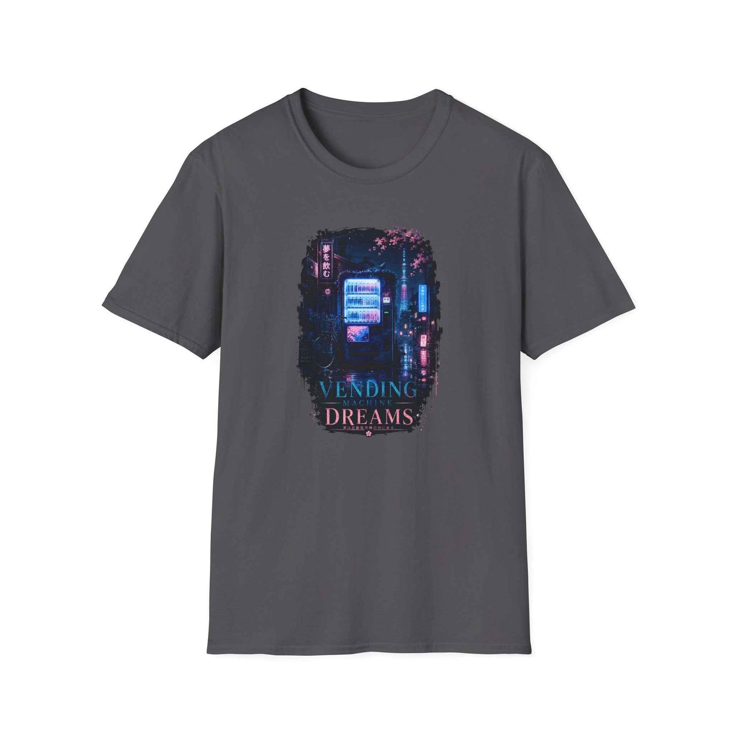 Vending Machine Dreams T-Shirt Charcoal Neon Tokyo Graphic Tee