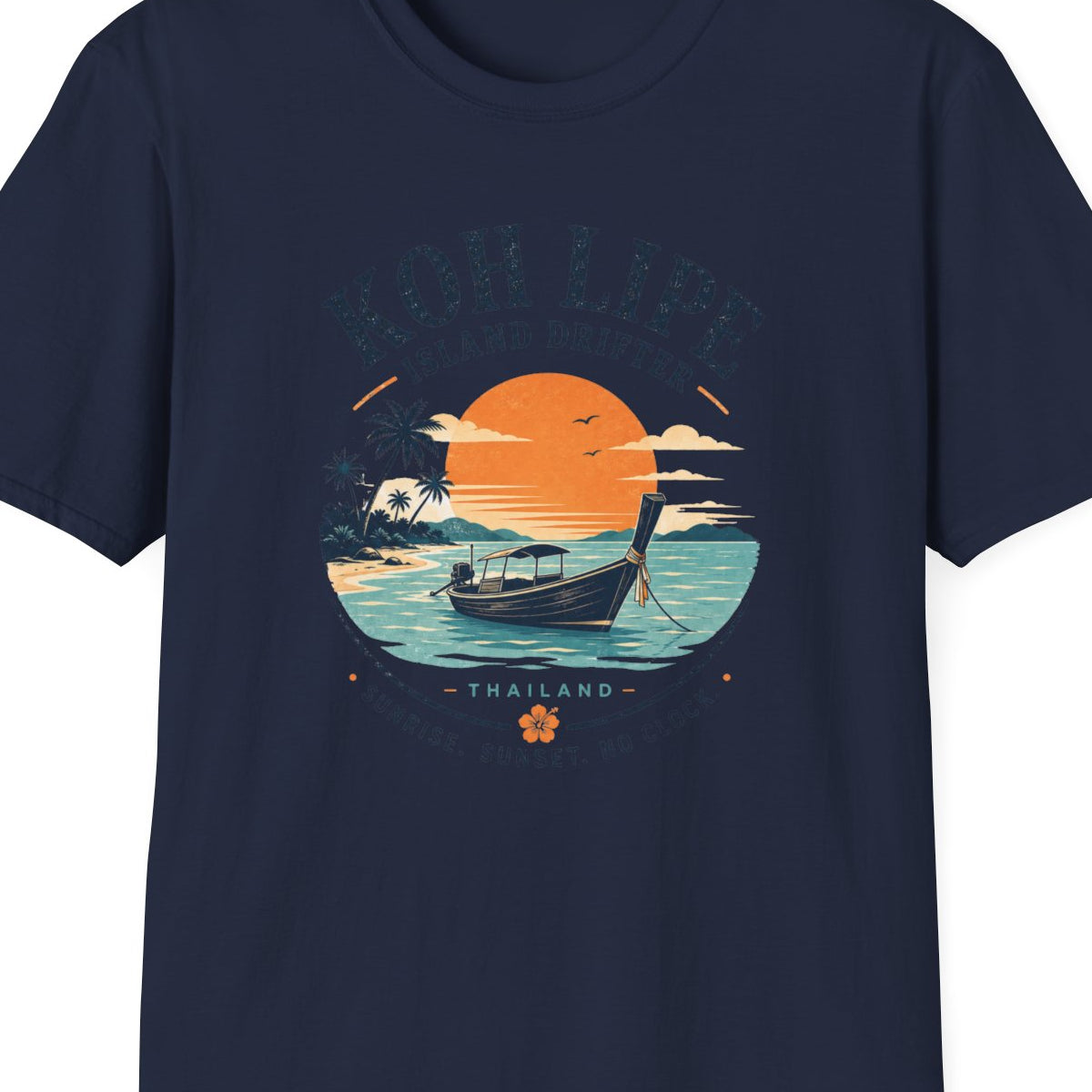 Dark Chocolate Koh Lipe Island Drifter T-Shirt – Design Nahaufnahme