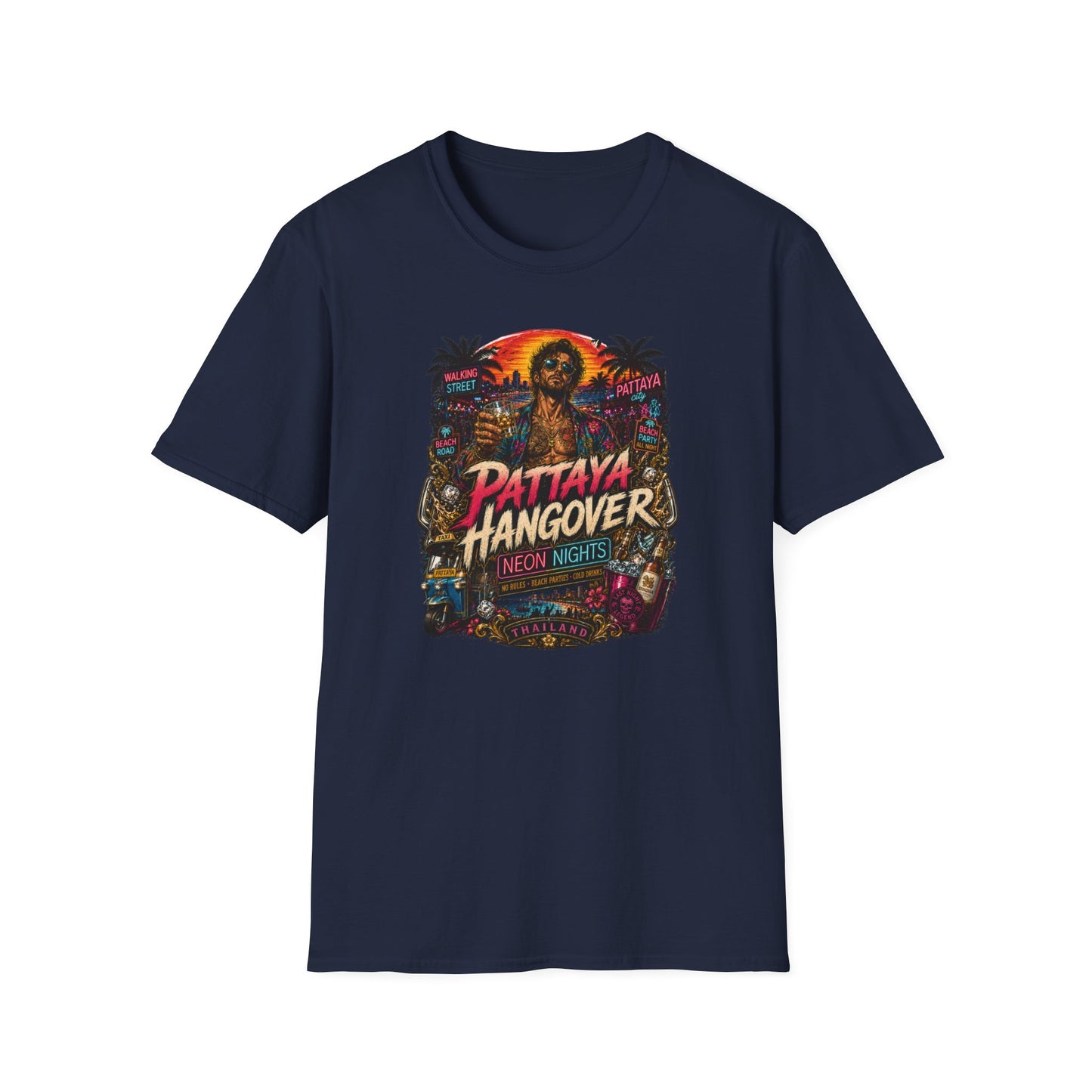 Pattaya Hangover T-Shirt Navy Thailand Nightlife Graphic Tee Unisex