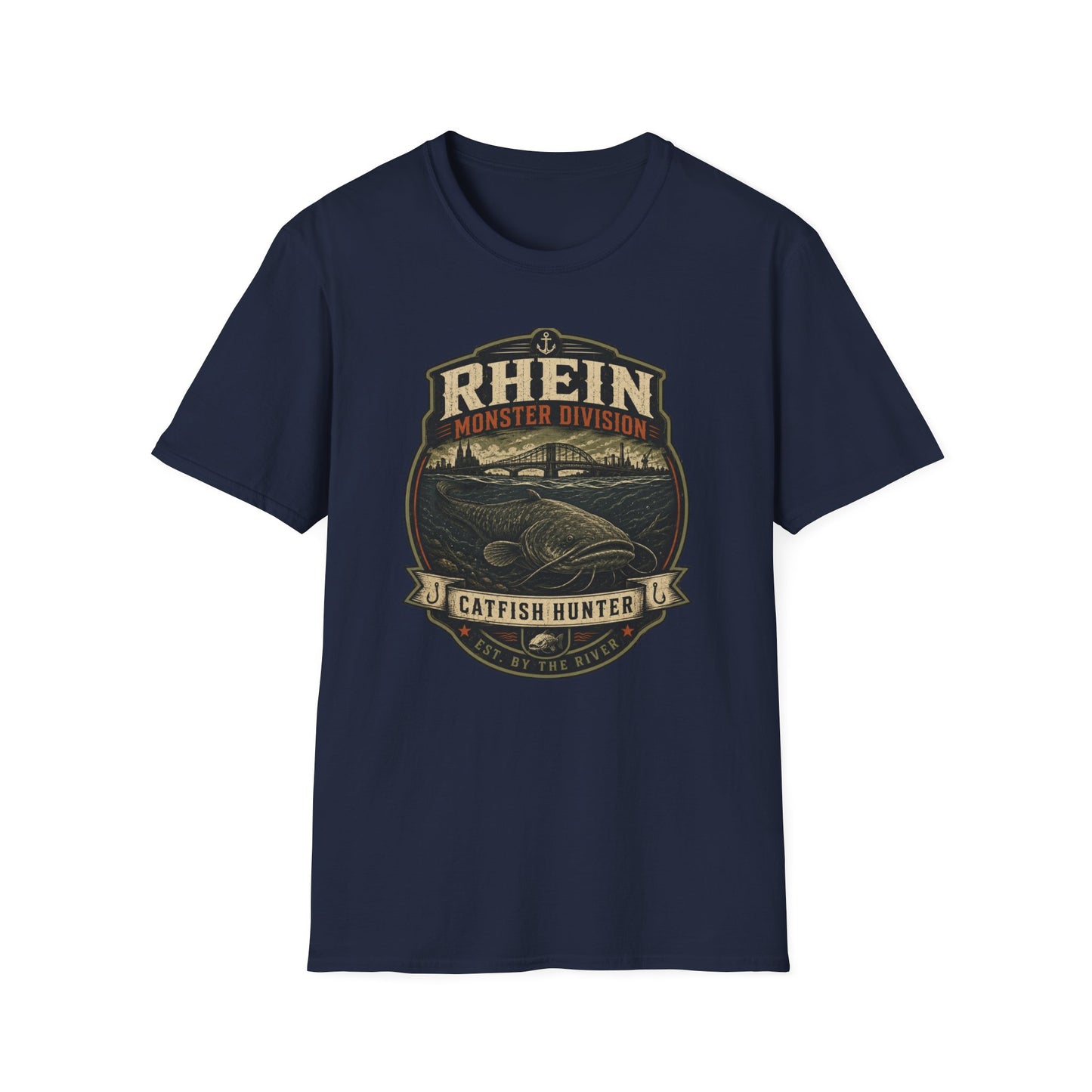 Rhein Monster Division T-Shirt marineblau Angler Geschenk Herren