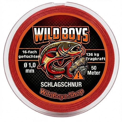 Schlagschnur Wels 1,0mm | 16-fach geflochten & abriebfest | 136kg Rot - Wild Boys Shop