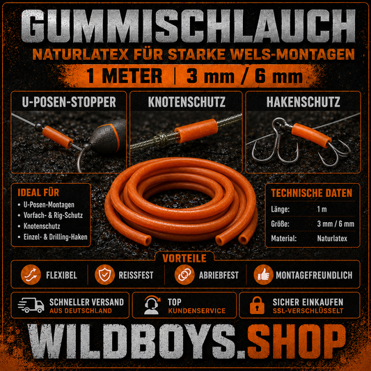 Gummischlauch 1m 3mm 6mm Orange Infografik Eigenschaften flexibel reissfest