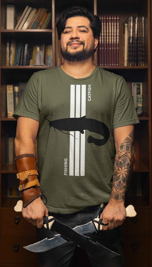 Fishing Catfish T-Shirt – Herren – T-Shirt Designdetail Nahaufnahme