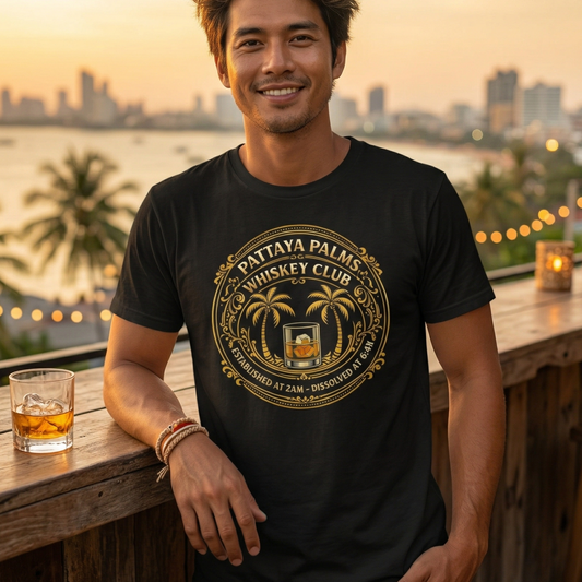 Thailand Whiskey Club T-Shirt – Pattaya – T-Shirt Designdetail Nahaufnahme