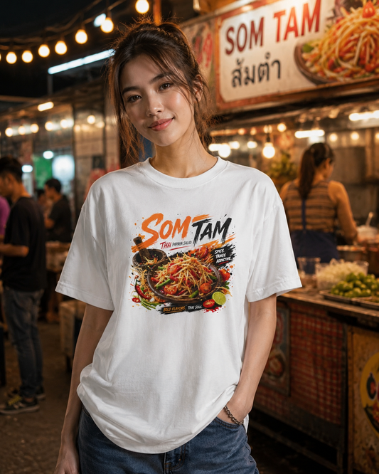 Som Tam T-Shirt Lifestyle Foto Thai Street Food Night Market