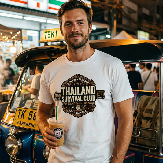 Thailand Survival Club T-Shirt – Vintage – T-Shirt Designdetail Nahaufnahme