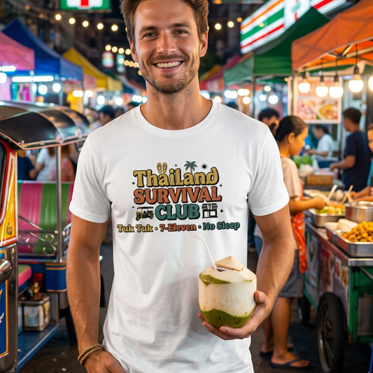 Thailand Survival Club T-Shirt – Tuk Tuk – T-Shirt Designdetail Nahaufnahme