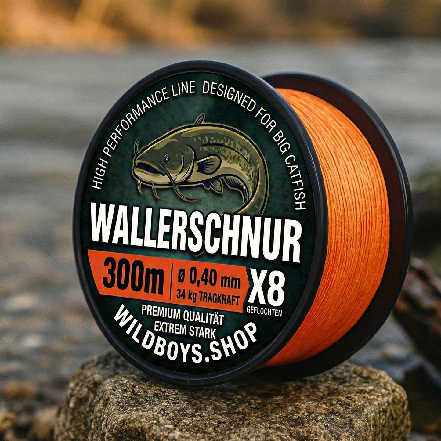 Wallerschnur Vertikal 0,40mm | 34kg Geflecht für Wels | X8 Orange - Wild Boys Shop