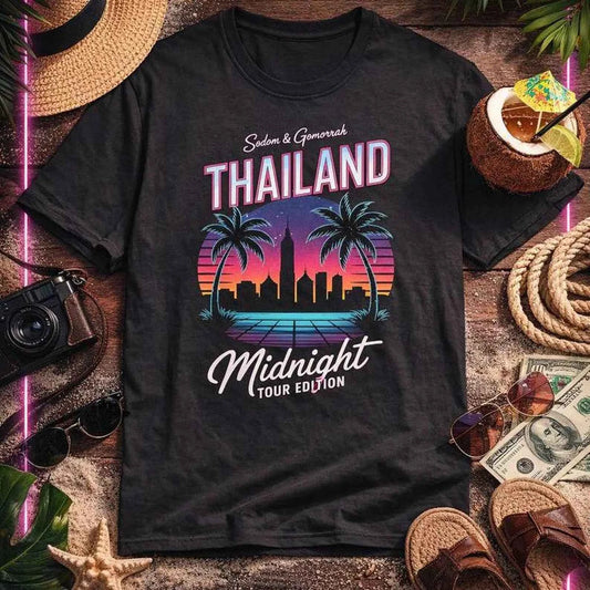 Thailand Midnight Skyline T-Shirt – Herren – Angelschnur Detailansicht