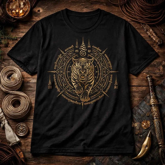 Golden Owl Mandala T-Shirt – Thailand – T-Shirt Designdetail Nahaufnahme