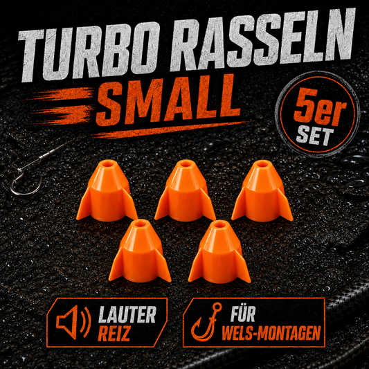 Turbo Rasseln orange mit Metallkugeln — lauter Reiz für Waller-Rigs