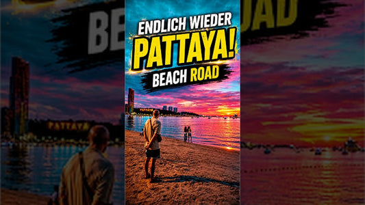 Pattaya Beach Road bei Sonnenuntergang mit Skyline und Strand – Wild Boys Thailand