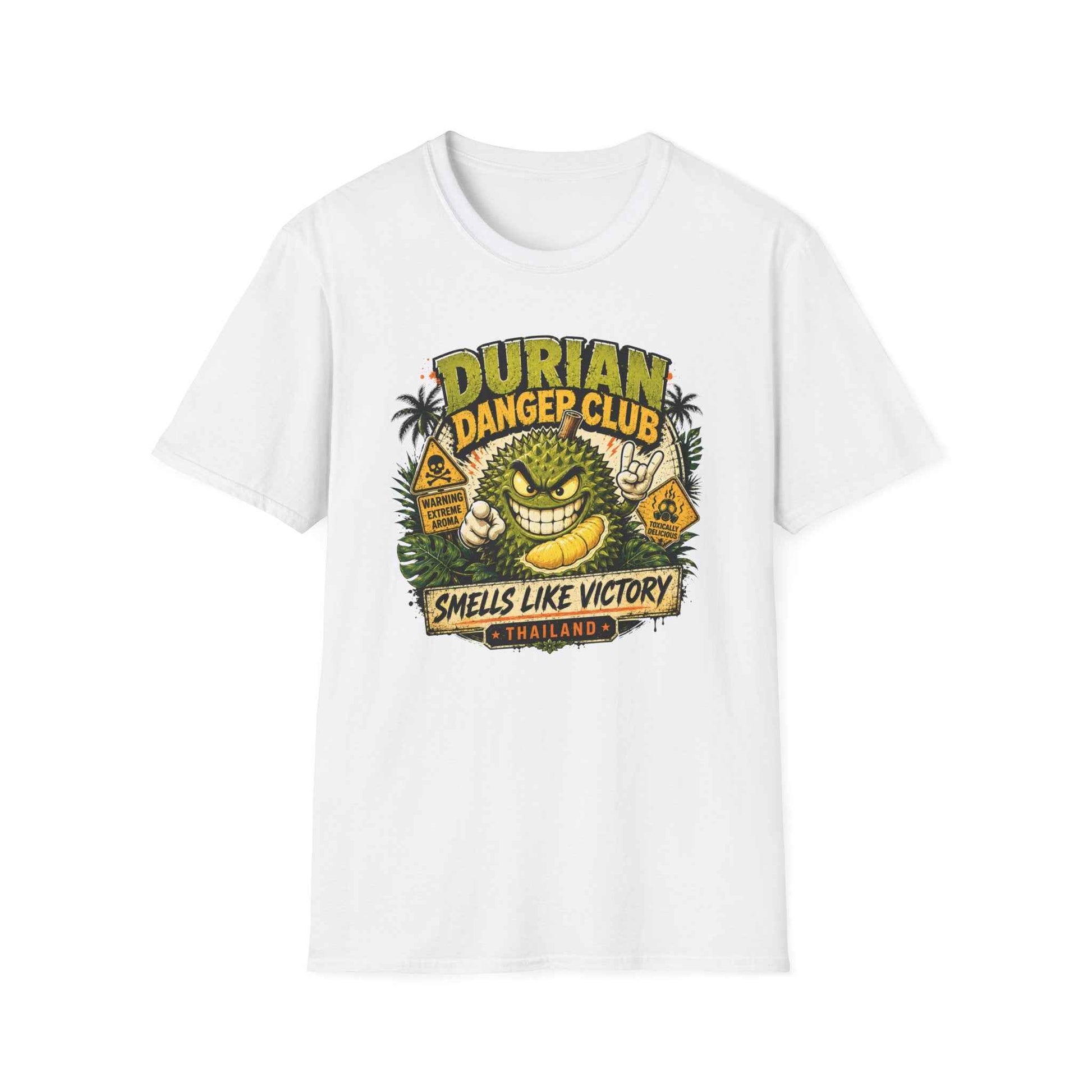 Durian Danger Club T-Shirt weiß Thailand Durian Graphic Tee Funny Streetwear Geschenk
