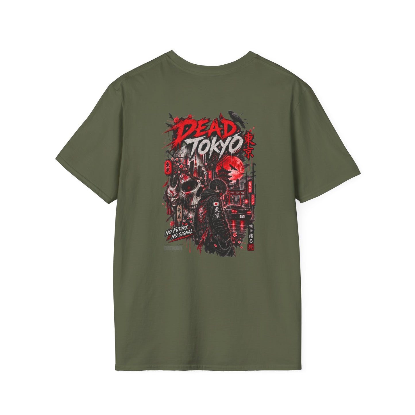 Dead Tokyo T-Shirt military green — Totenkopf Streetwear Vorderansicht