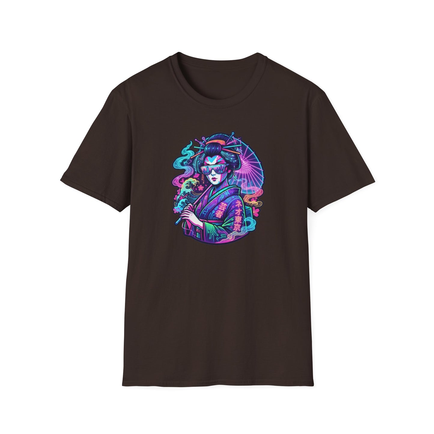 Neon Geisha T-Shirt Navy - Cyberpunk Streetwear Vorderansicht