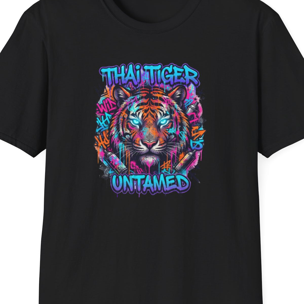 Black Thai Tiger Untamed T-Shirt – Design Nahaufnahme
