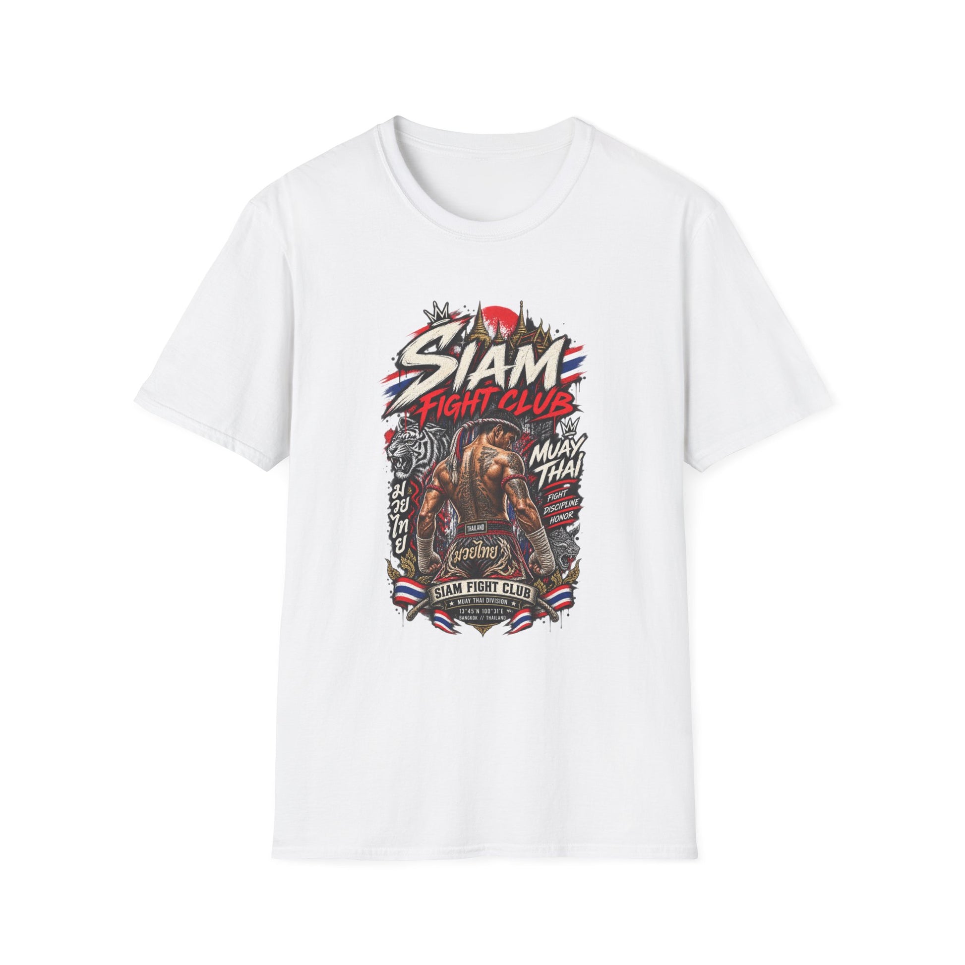 Siam Muay Thai T-Shirt weiß — Thai Boxer Streetwear Geschenk