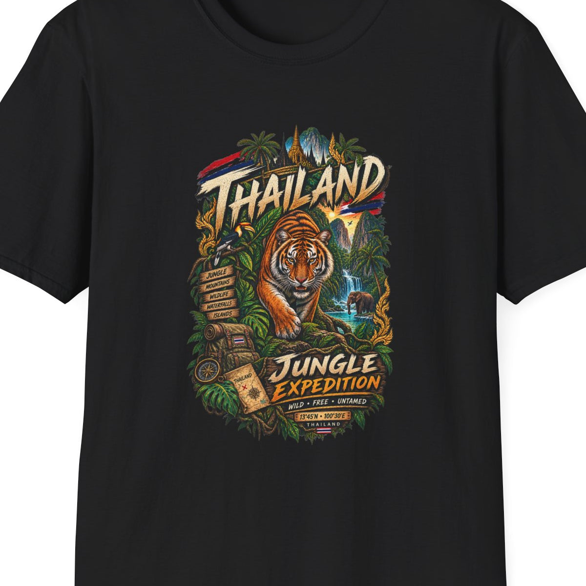 Black Tiger Dschungel T-Shirt Thailand – Design Nahaufnahme