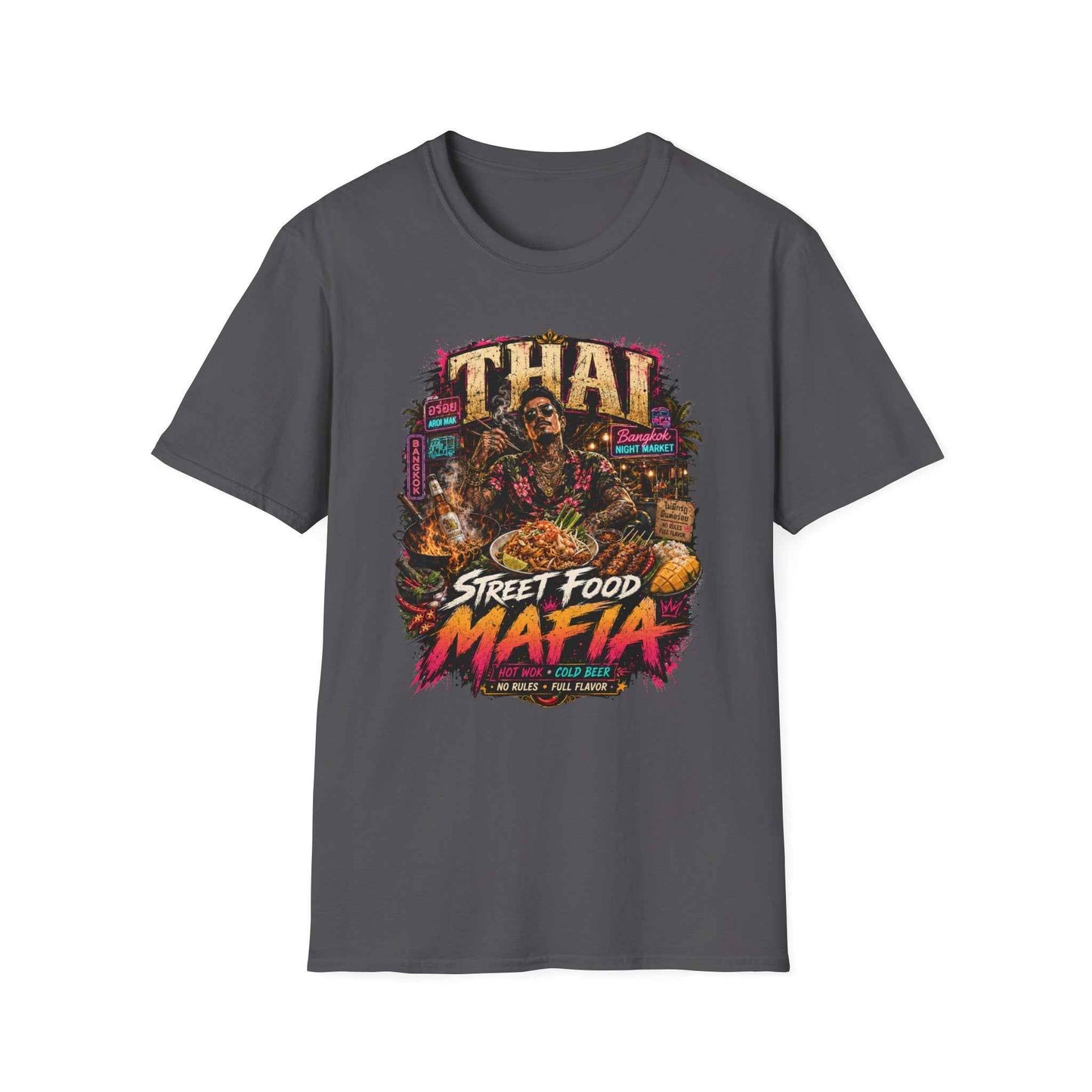 Thai Street Food Mafia T-Shirt dunkelbraun Thailand Foodie Pad Thai Streetwear Geschenk