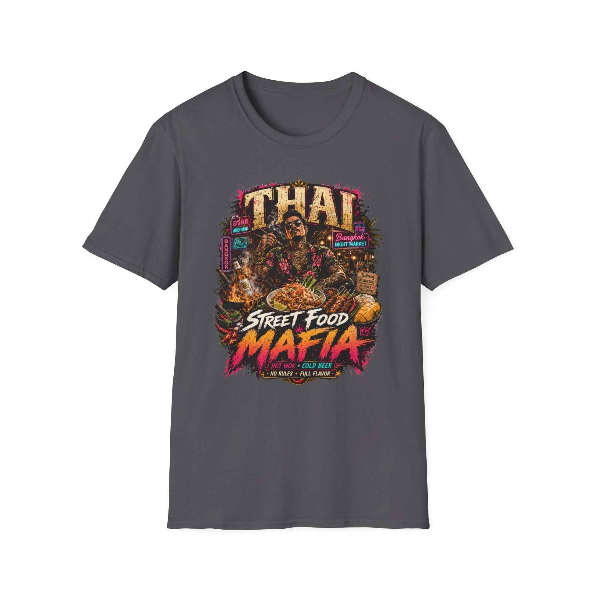 Thai Street Food Mafia T-Shirt dunkelbraun Thailand Foodie Pad Thai Streetwear Geschenk