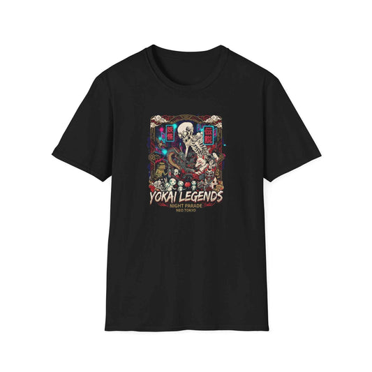 Night Parade Yokai T-Shirt – Japanese Streetwear Skelett Motiv Herren Damen