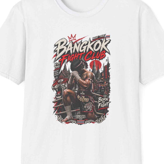 White Muay Thai Crown Fighter T-Shirt – Design Nahaufnahme