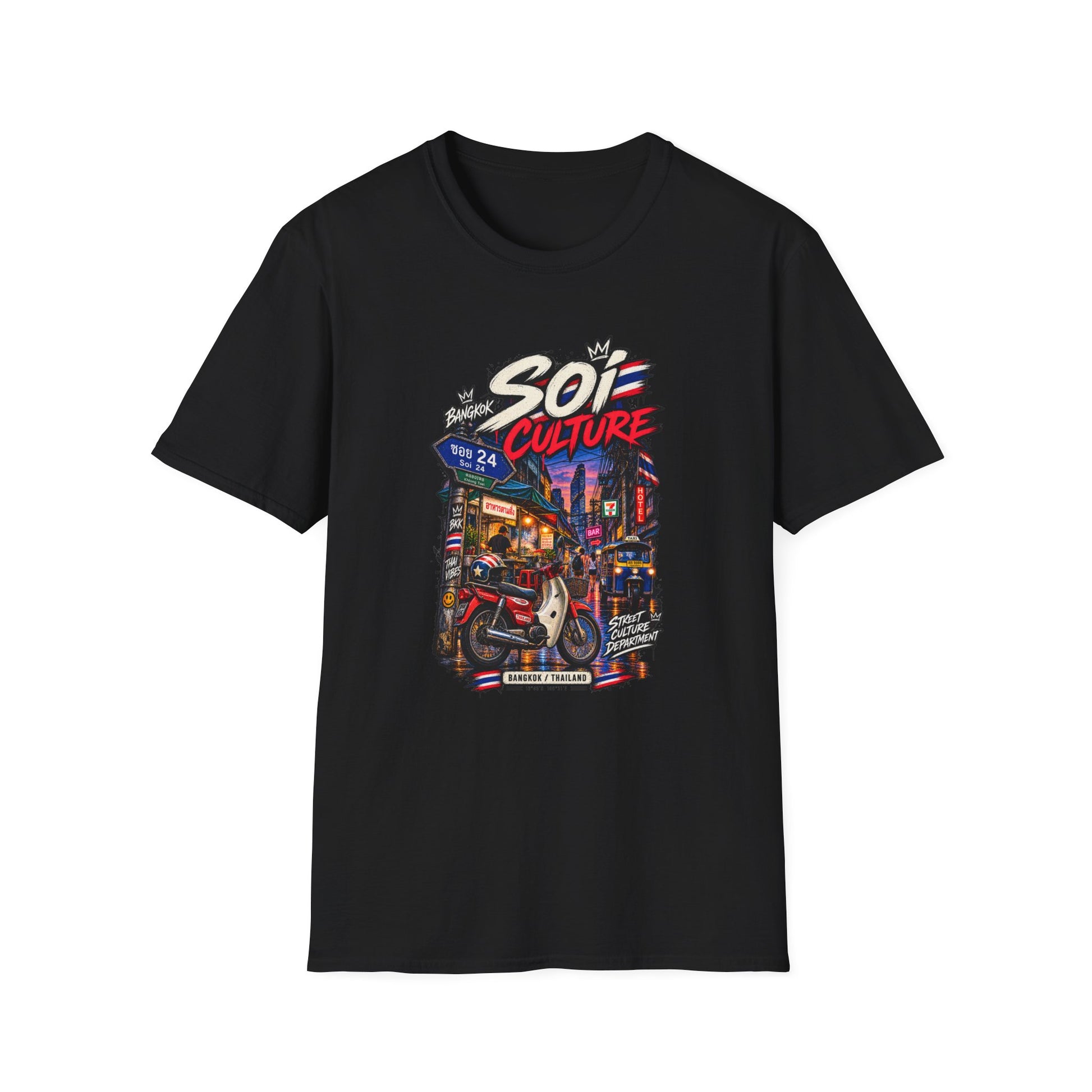 Bangkok Soi Culture T-Shirt Schwarz — Thai Streetwear Vorderansicht
