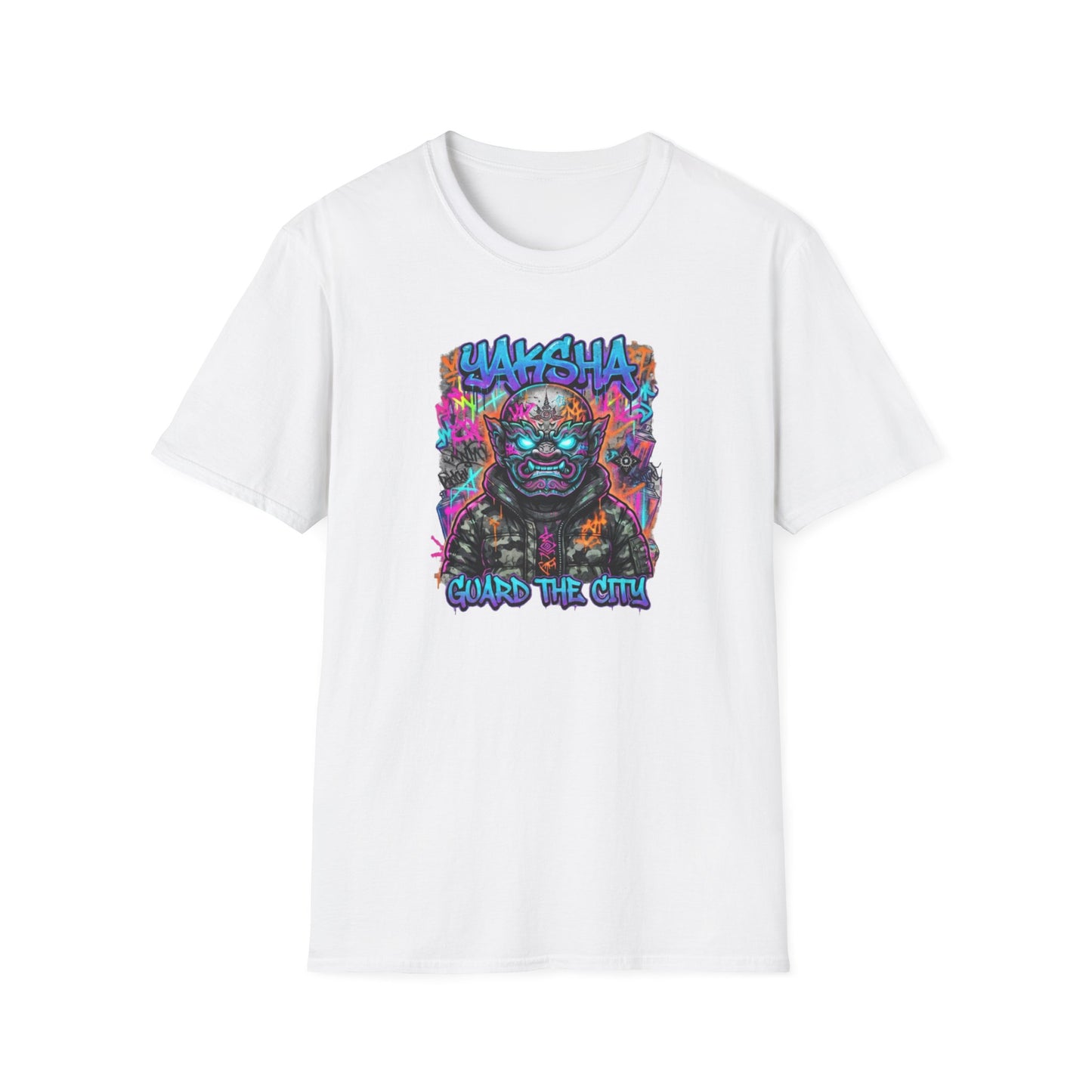 Yaksha T-Shirt weiß — Neon Thai Dämon Graphic Tee Streetwear Geschenk