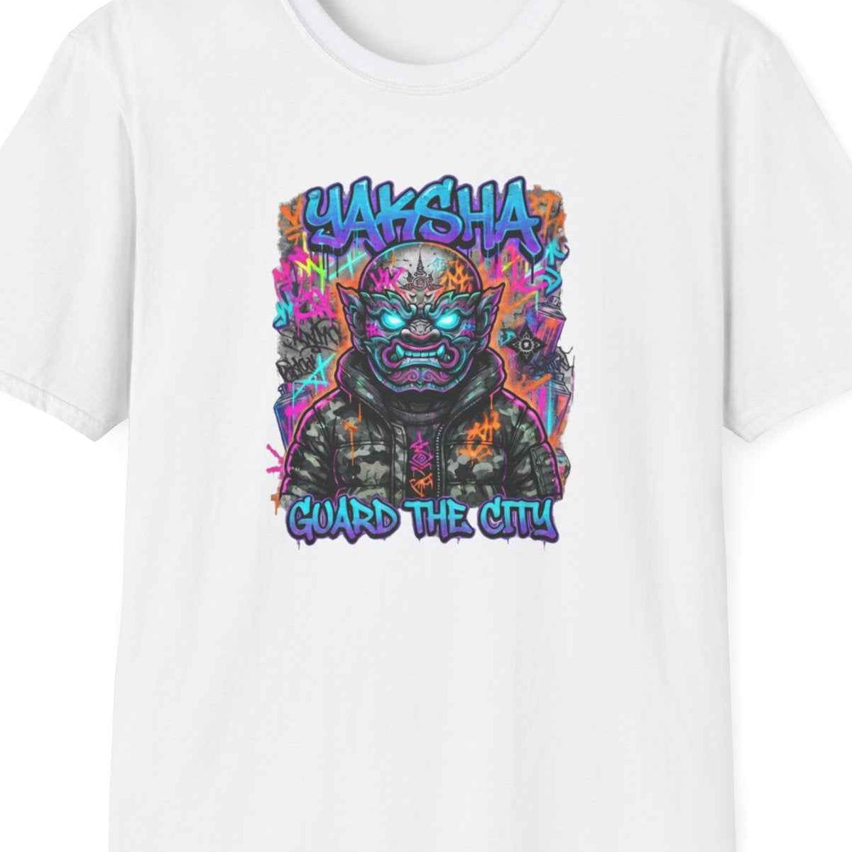 Yaksha T-Shirt — Neon Thai Dämon Streetwear Herren Damen – Design Nahaufnahme