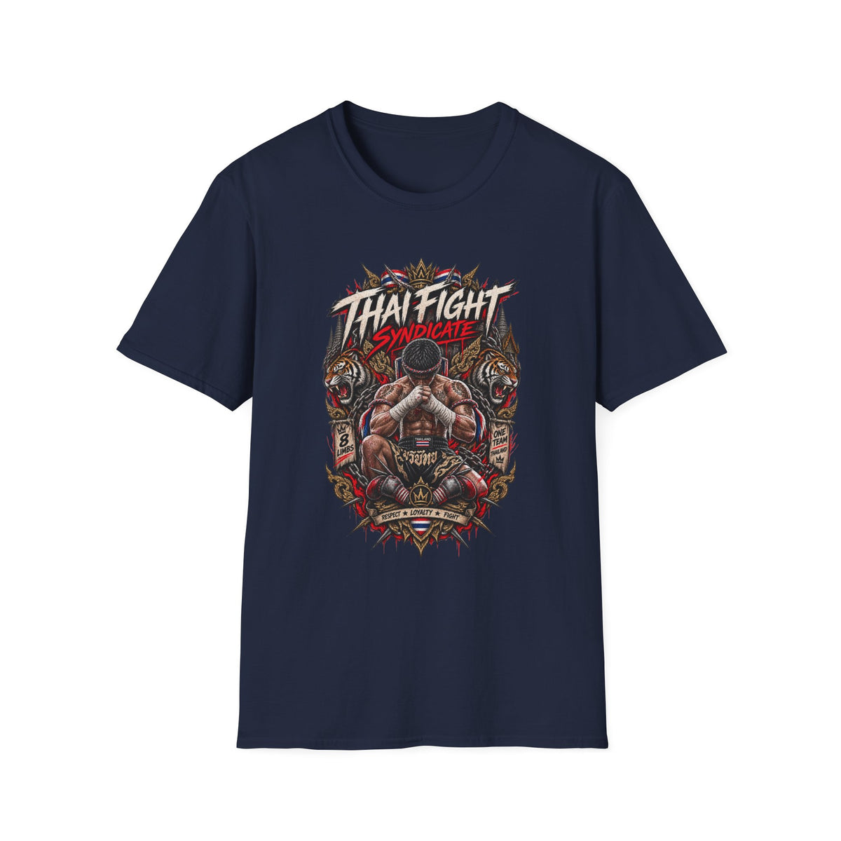 Thai Fight Syndicate T-Shirt Navy — Muay Thai Streetwear Vorderansicht