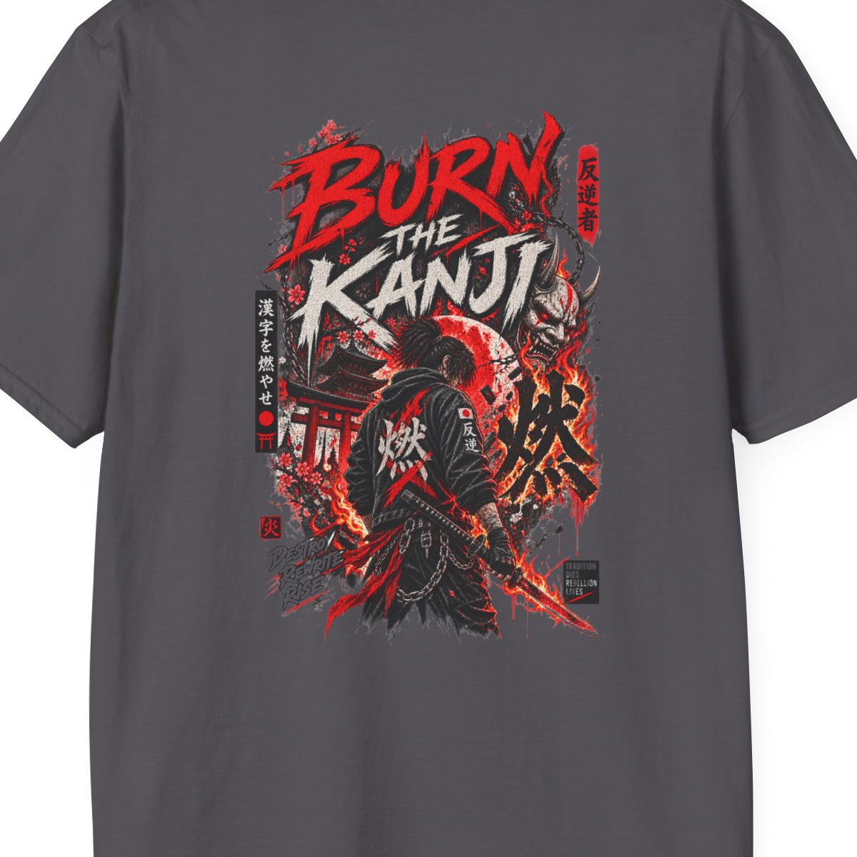 Charcoal Burn The Kanji T-Shirt – Design Nahaufnahme