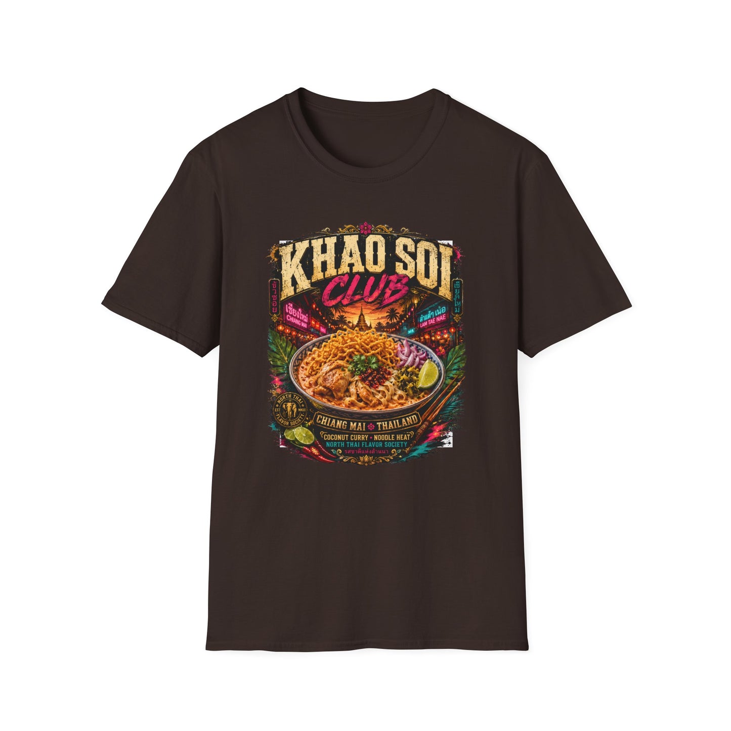 Khao Soi Club T-Shirt Gildan 64000 Größentabelle Unisex S bis 3XL
