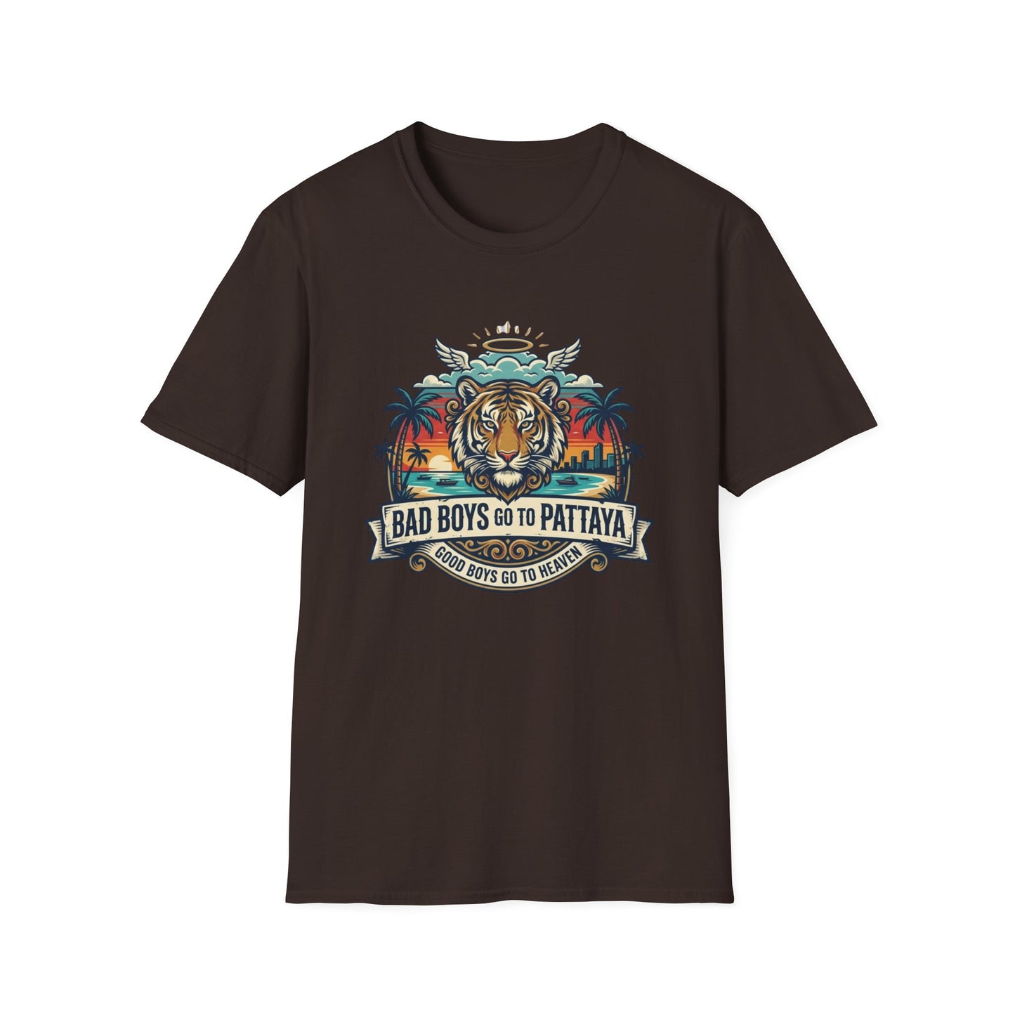 Thailand Tiger T-Shirt dunkelbraun Pattaya Souvenir Streetwear Graphic Tee
