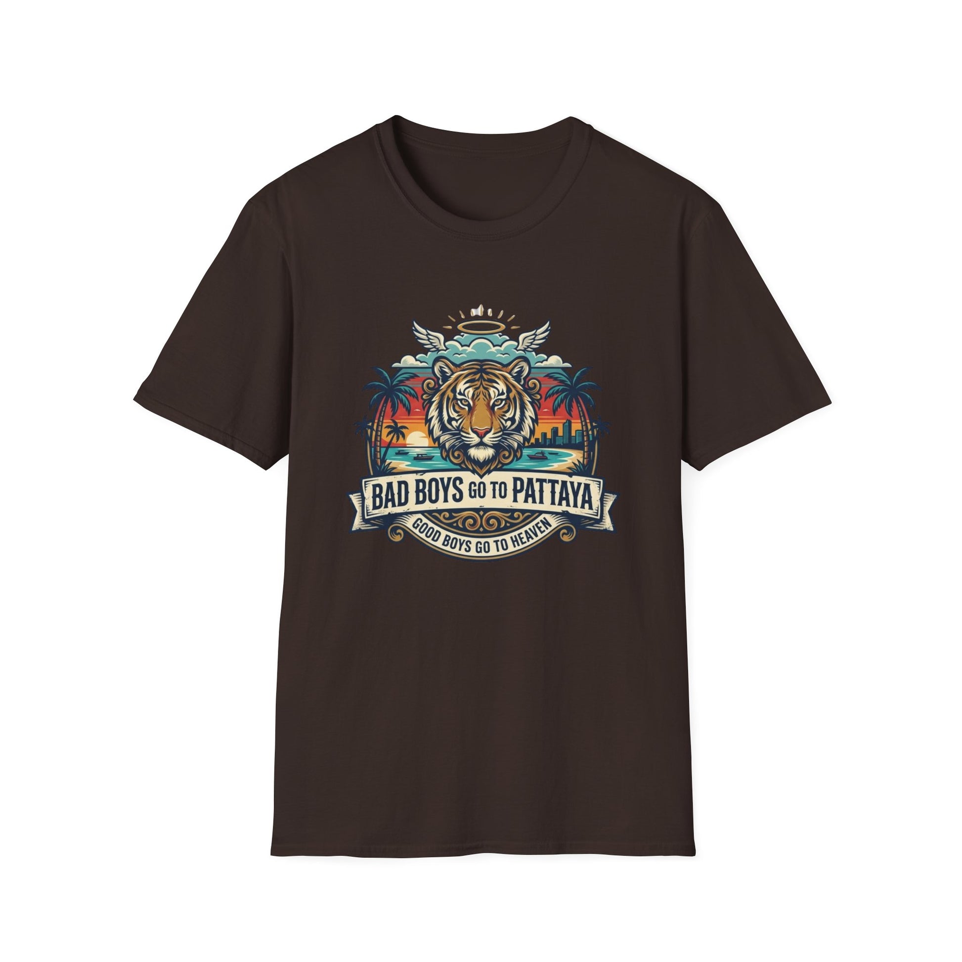 Thailand Tiger T-Shirt dunkelbraun Pattaya Souvenir Streetwear Graphic Tee