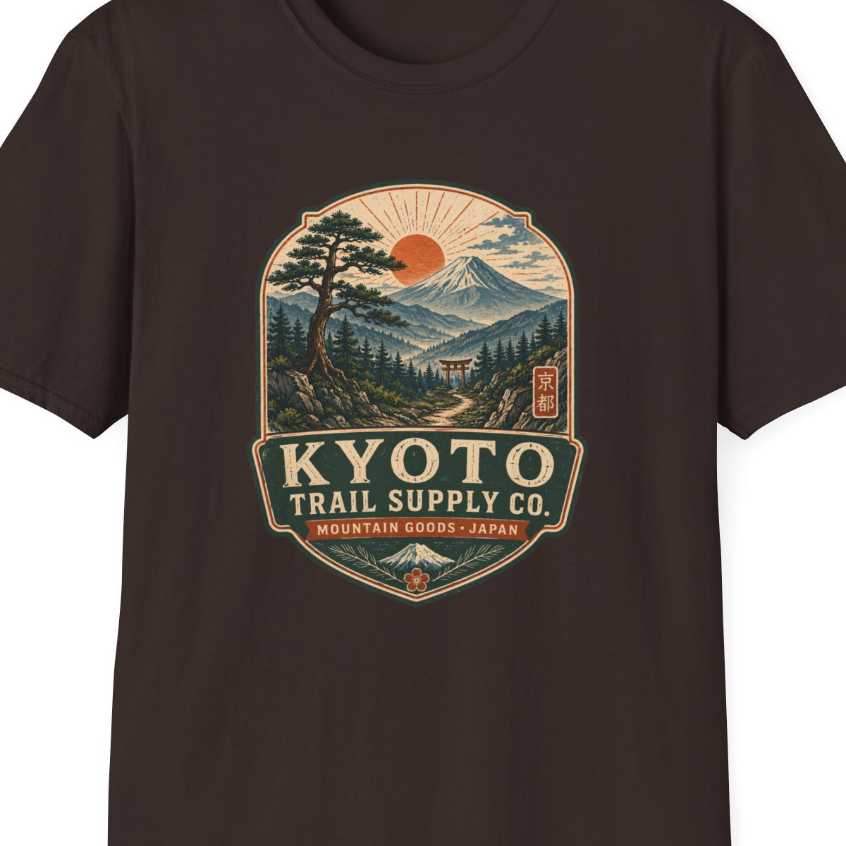 Kyoto Trail Supply Co. T-Shirt schwarzbraun Japan Vintage Graphic Tee Geschenk – Design Nahaufnahme