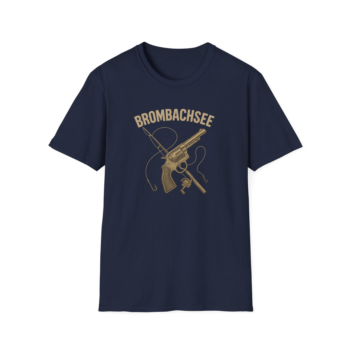 Brombachsee T-Shirt dunkelbraun — Angler Geschenk Opa Vorderansicht