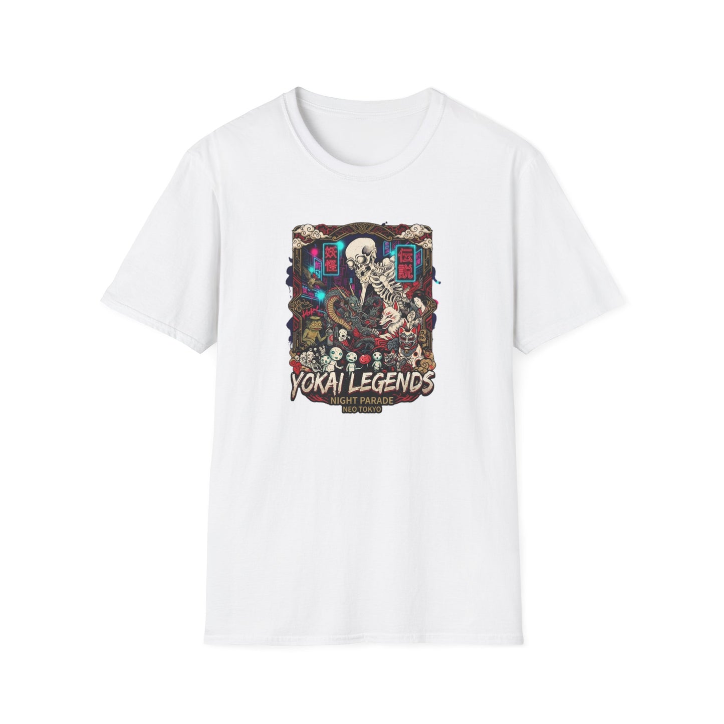 Night Parade Yokai T-Shirt weiß — Skelett Yokai Neo Tokyo Graphic Tee Geschenk