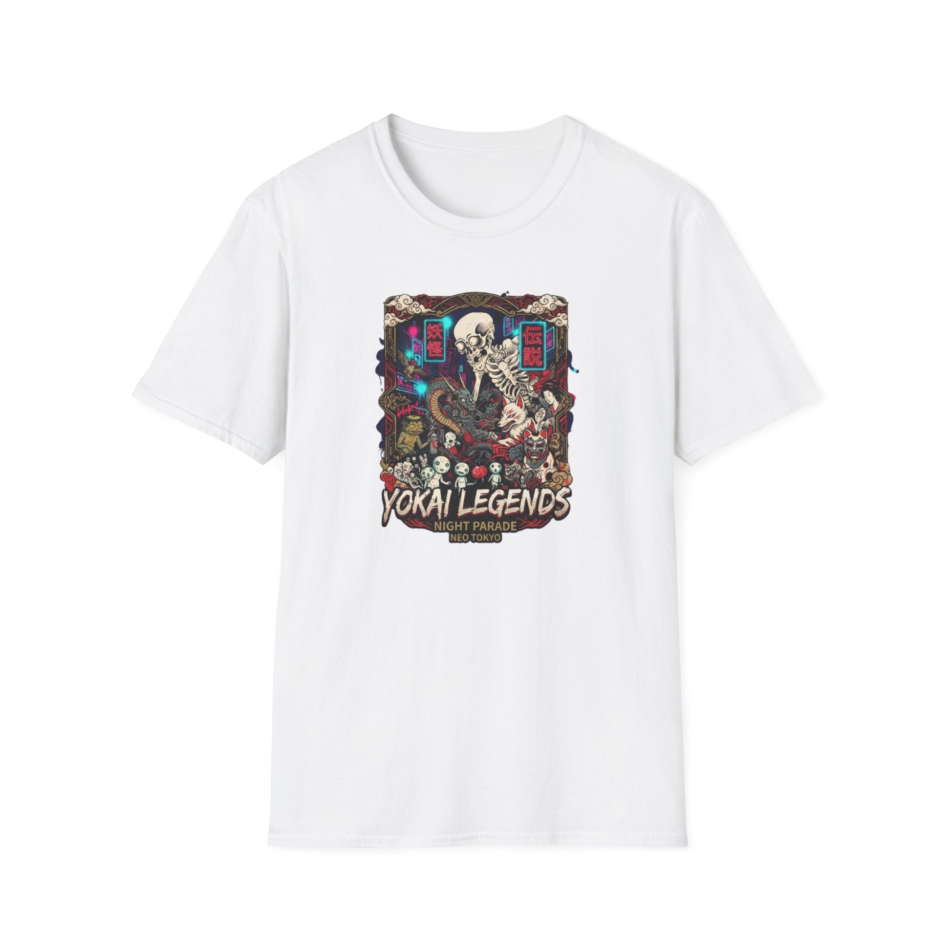 Night Parade Yokai T-Shirt weiß — Skelett Yokai Neo Tokyo Graphic Tee Geschenk