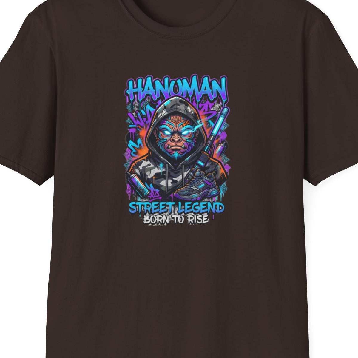 Hanuman T-Shirt braun — Thai Streetwear Vorderansicht – Design Nahaufnahme