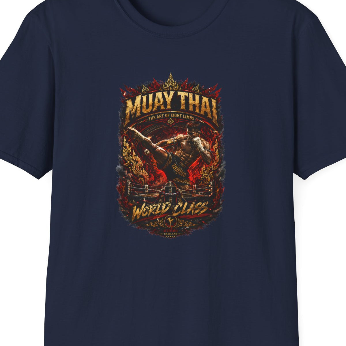 Navy Muay Thai World Class T-Shirt – Design Nahaufnahme